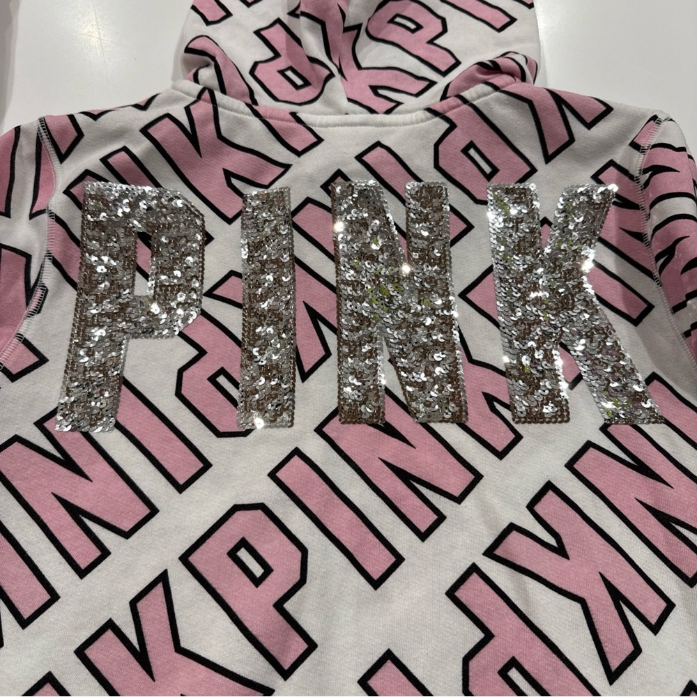 VICTORIA'S SECRET PINK GRAPHIC HOODIE FASHION SHOW FULL ZIP size L - Picture 12 of 12